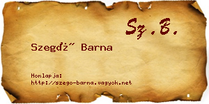 Szegő Barna névjegykártya